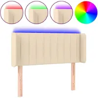 vidaXL Hoofdbord LED 103x16x78/88 cm stof crèmekleurig