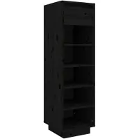 vidaXL Schoenenkast 34x30x105 cm massief grenenhout zwart