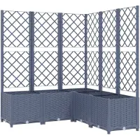 vidaXL Plantenbak met latwerk 120x120x136 cm polypropeen blauwgrijs