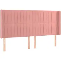 vidaXL Hoofdbord met randen 163x16x118/128 cm fluweel roze