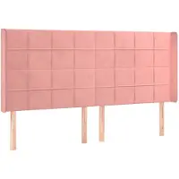 vidaXL Hoofdbord met randen 163x16x118/128 cm fluweel roze