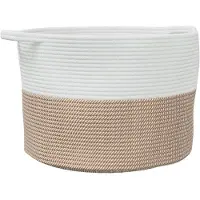 vidaXL Wasmand Ø 55x36 cm katoen bruin en wit