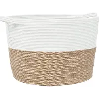 vidaXL Wasmand Ø 60x36 cm katoen bruin en wit