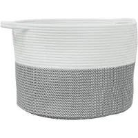 vidaXL Wasmand Ø 55x36 cm katoen grijs en wit