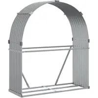 vidaXL Haardhoutopslag 120x45x140 cm gegalvaniseerd staal lichtgrijs