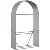 vidaXL Haardhoutopslag 120x45x210 cm gegalvaniseerd staal zilverkleur