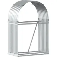 vidaXL Haardhoutopslag 80x45x120 cm gegalvaniseerd staal zilverkleurig