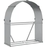 vidaXL Haardhoutopslag 120x45x140 cm gegalvaniseerd staal zilverkleur