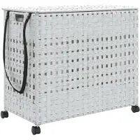 vidaXL Wasmand op wielen 66x35x60 cm rattan wit