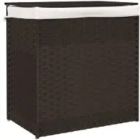 vidaXL Wasmand met 2 vakken 53x35x57 cm poly rattan donkerbruin