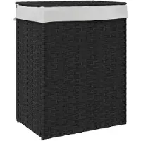 vidaXL Wasmand met deksel 46x33x60 cm poly rattan zwart