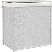 vidaXL Wasmand met 2 vakken 53x35x57 cm poly rattan wit