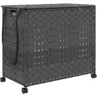 vidaXL Wasmand op wielen 66x35x60 cm rattan grijs