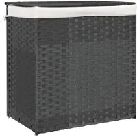 vidaXL Wasmand met 2 vakken 53x35x57 cm poly rattan grijs