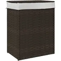 vidaXL Wasmand met deksel 46x33x60 cm poly rattan donkerbruin