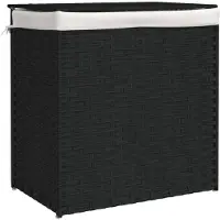 vidaXL Wasmand met 2 vakken 53x35x57 cm poly rattan zwart