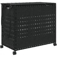 vidaXL Wasmand op wielen 66x35x60 cm rattan zwart
