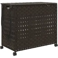 vidaXL Wasmand op wielen 66x35x60 cm rattan donkerbruin