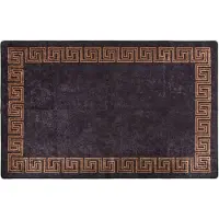 vidaXL Vloerkleed wasbaar 80x150 cm zwart en goudkleurig