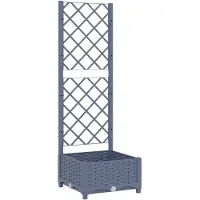 vidaXL Plantenbak met trellis blauwgrijs 40x40x121,5 cm PP