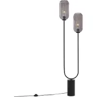 QAZQA Art Deco vloerlamp zwart met smoke glas 2-lichts - Rid