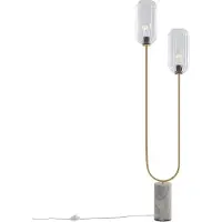 QAZQA Art Deco vloerlamp messing met helder glas 2-lichts - Rid