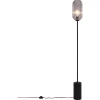 QAZQA Art Deco vloerlamp zwart met smoke glas - Rid