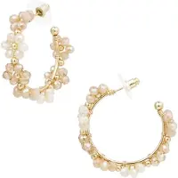 Yehwang Romantische bloemen oorringen beige - cadeautip - dames - meisjes - stijlvolle oorbellen