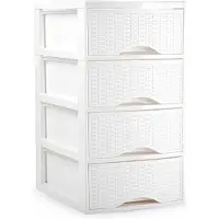 PlasticForte Ladeblokje/bureau organizer met 4x lades - wit - L24 x B18 x H34 cm