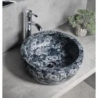 Sapho Priori waskom rond 40cm wit-blauw met decoratie