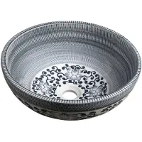 Sapho Priori waskom rond 40cm blauw-wit met decoratie