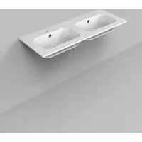 Boss & Wessing Dubbele wastafel marble bws 120,5x46x1,5 cm glans wit