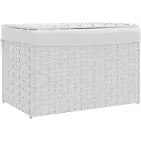 vidaXL Wasmand met deksel 55,5x35x34 cm poly rattan wit