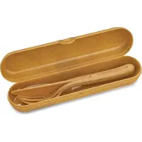 Koziol Bio-Circulair - Klikk Ready Etui met bestek Set van 3 Stuks - Gerecycled Zonnebloemolie - Bruin
