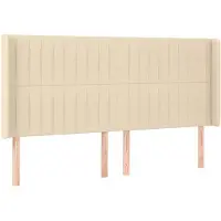 vidaXL Hoofdbord met randen 163x16x118/128 cm stof crèmekleurig