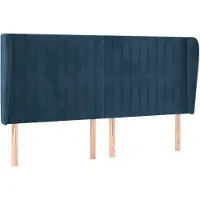 vidaXL Hoofdbord met randen 203x23x118/128 cm fluweel donkerblauw