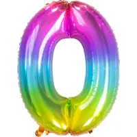 Folat Folieballon Cijfer 0 (81 cm) - Regenboog