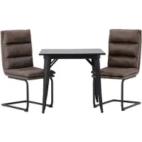 Ebuy24 Tempe eethoek tafel zwart en 2 Zizo stoelen bruin.