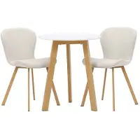 Ebuy24 Leonora eethoek tafel wit en 2 Lilja stoelen beige.
