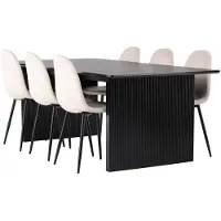 Ebuy24 Vail eethoek tafel zwart en 6 Polar stoelen beige.