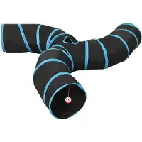 vidaXL Kattentunnel 3-voudig 25 cm polyester zwart en blauw