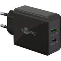 Goobay thuislader met 1x USB-C PD en 1x USB-A - 30W / zwart