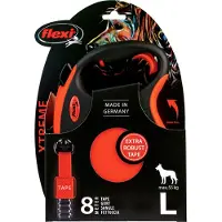 Flexi voor hond rollijn voor xtreme tape zwart / oranje L 8 mtr