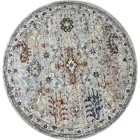 Muratap Picasso sarough rond vloerkleed vintage tapijt woonkamer multi / grijs- 200 cm