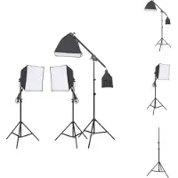 vidaXL Fotolampenset 3 stuks - Continuverlichting - LED 23W - Softbox 40x40cm - Aluminium statieven - Fotostudio Set