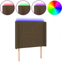 vidaXL Hoofdbord LED 103x16x118/128 cm stof donkerbruin