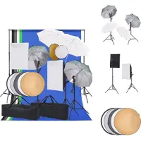 vidaXL Studioset - Achtergrondset 300 cm - Softbox - Parapluverlichting - Reflectorset - Fotostudio Set