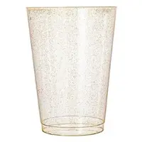 Decorline - 60 Bekers Goud Glitter van hard plastic ,perfect voor speciale gelegenheden zoals bruiloften, begrafenissen, verjaardagen en familiefeesten.
