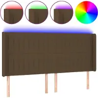 vidaXL Hoofdbord LED 203x16x118/128 cm stof donkerbruin