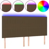 vidaXL Hoofdbord LED 160x5x118/128 cm stof donkerbruin